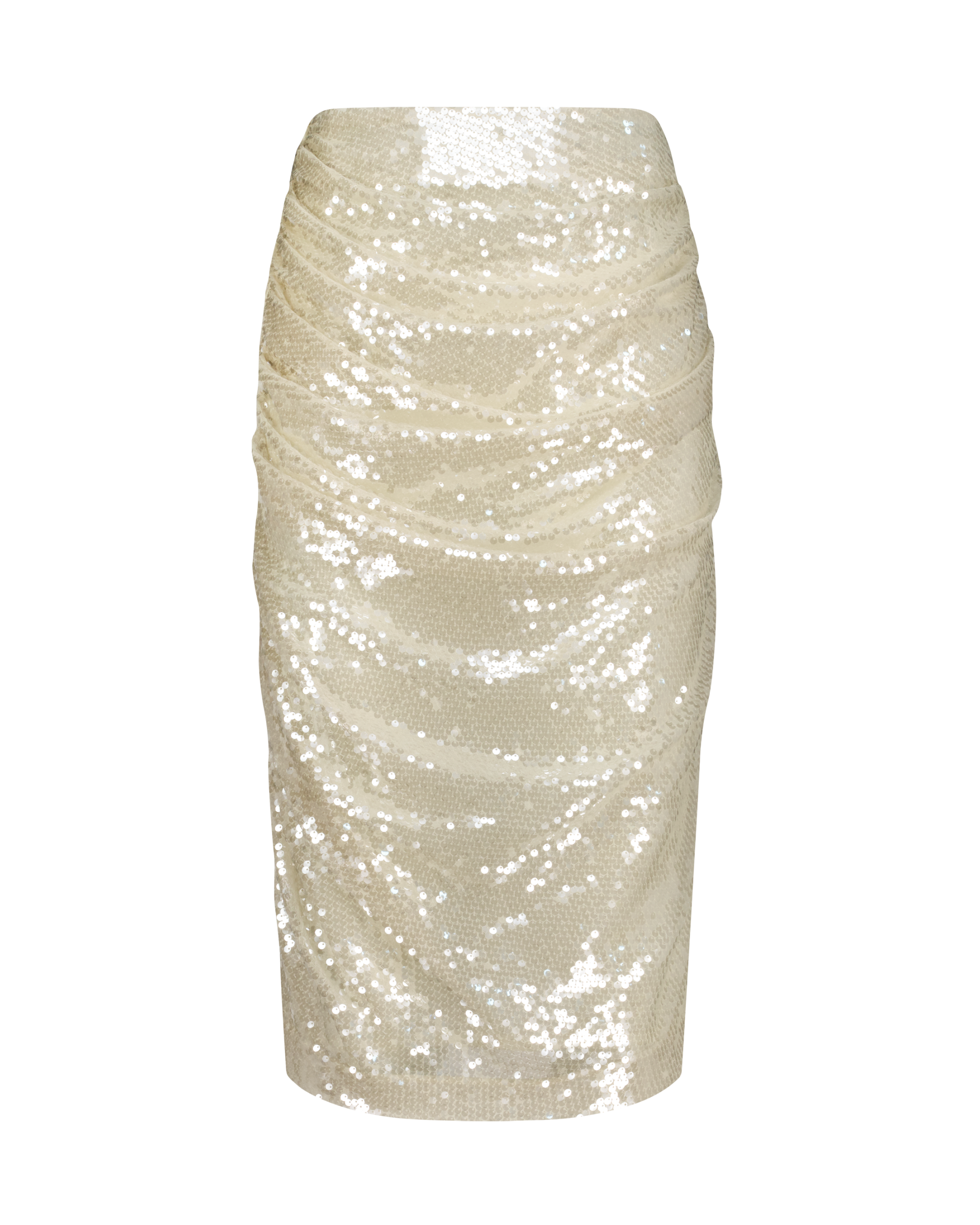 Ruched Sequin Midi Skirt