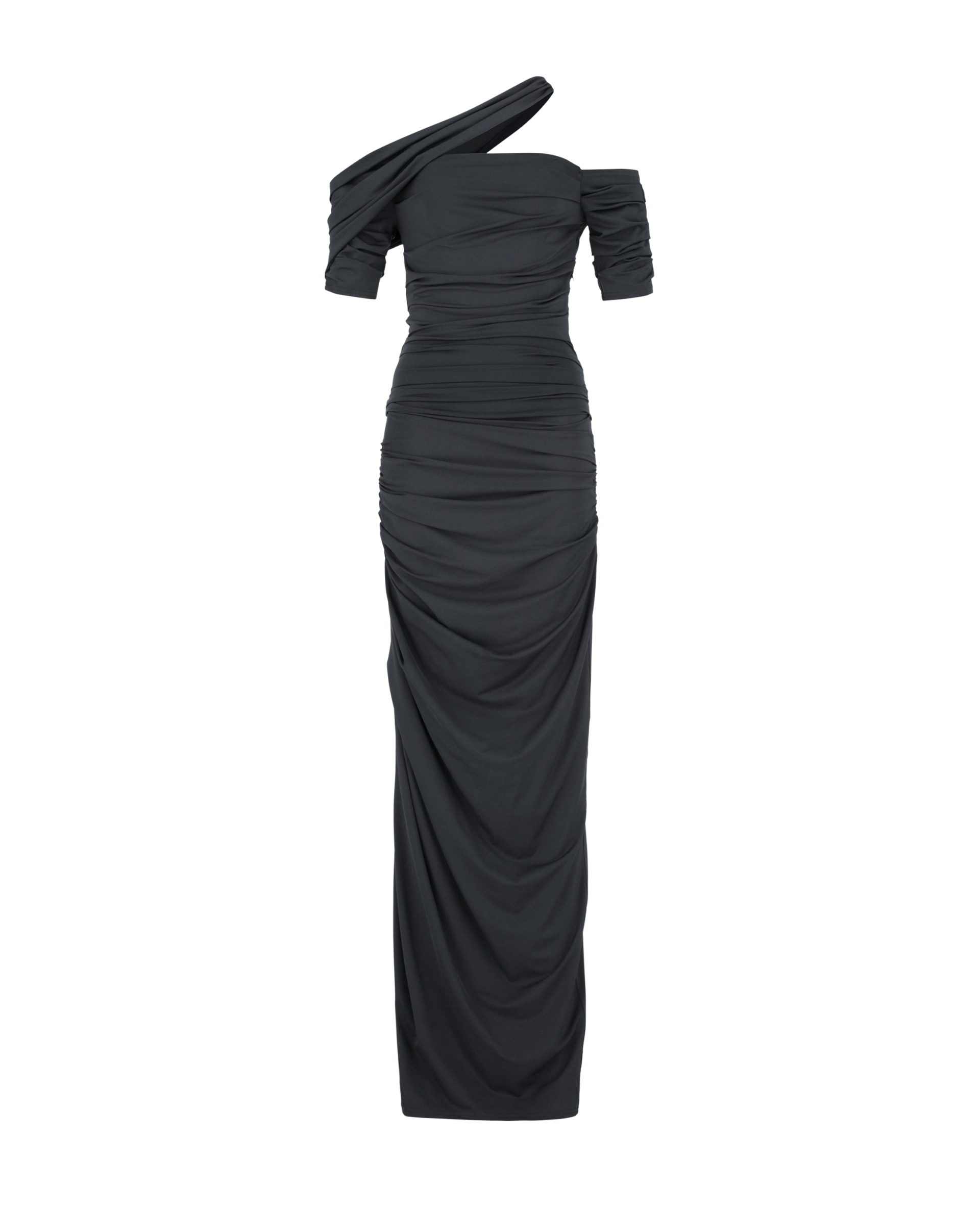 Asymmetric Ruched Jersey Dress