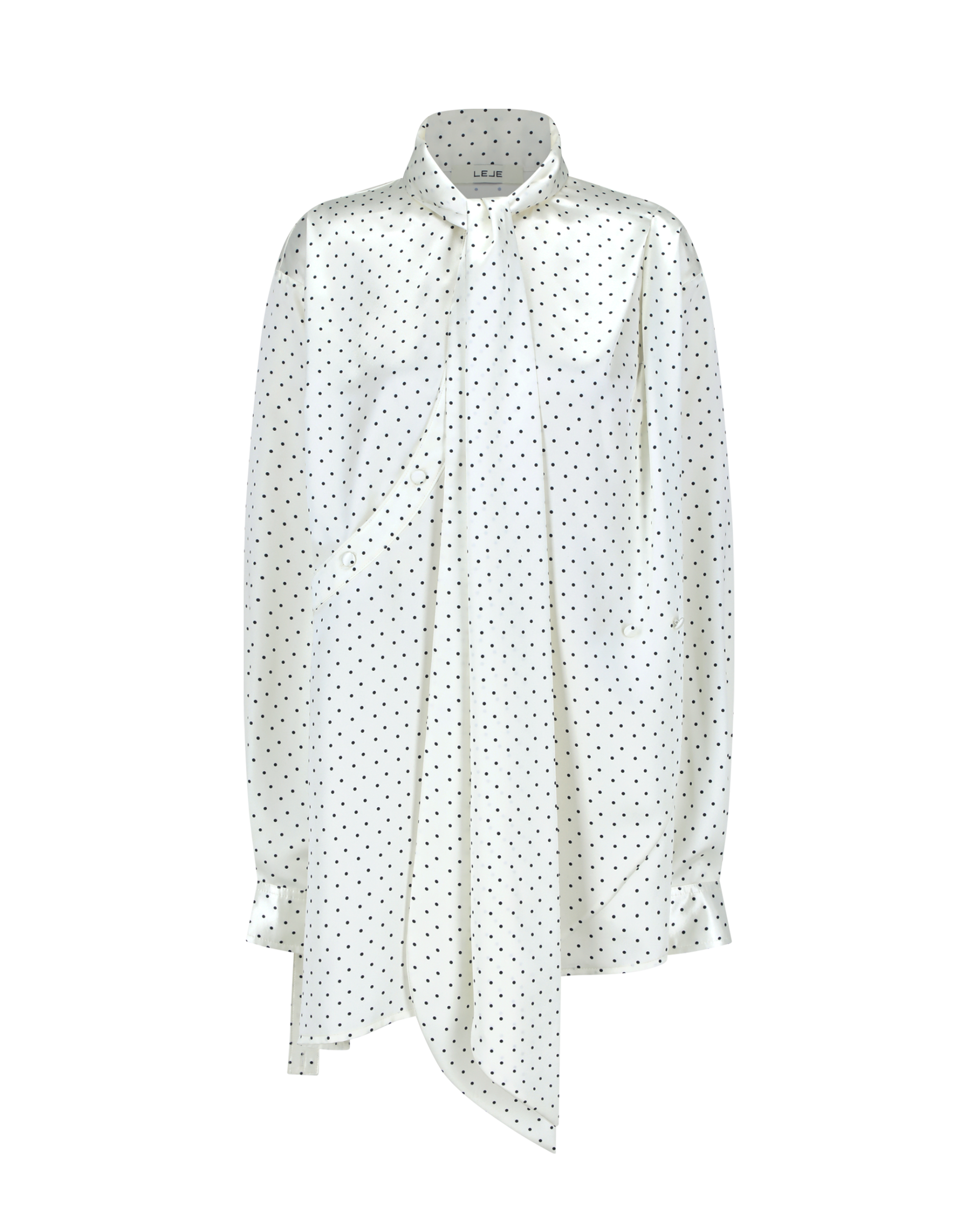 Asymmetric Polka Dot Wrap Blouse