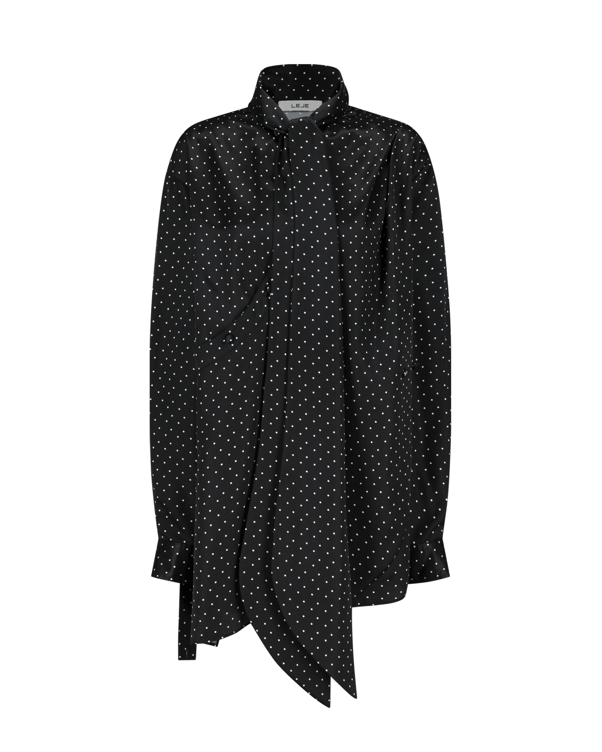 Asymmetric Polka Dot Wrap Blouse